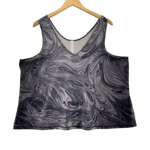 Athleta Transcend Tank Top 3X Gray Black Marble Sleeveless V Neck‎ Activewear
